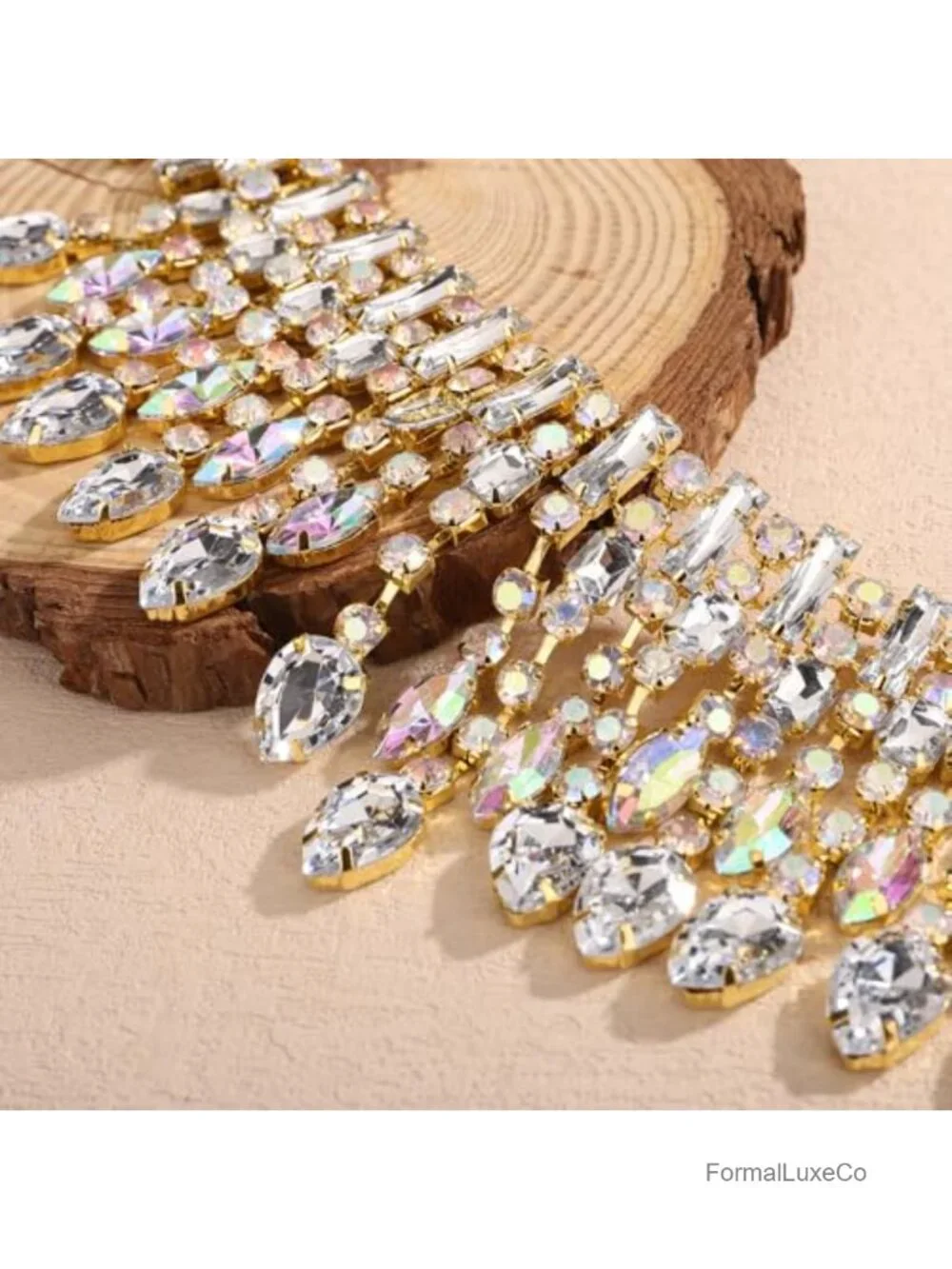 Full Rhinestone Crystal Tassel Collar Choker Necklace Statement Jewelry